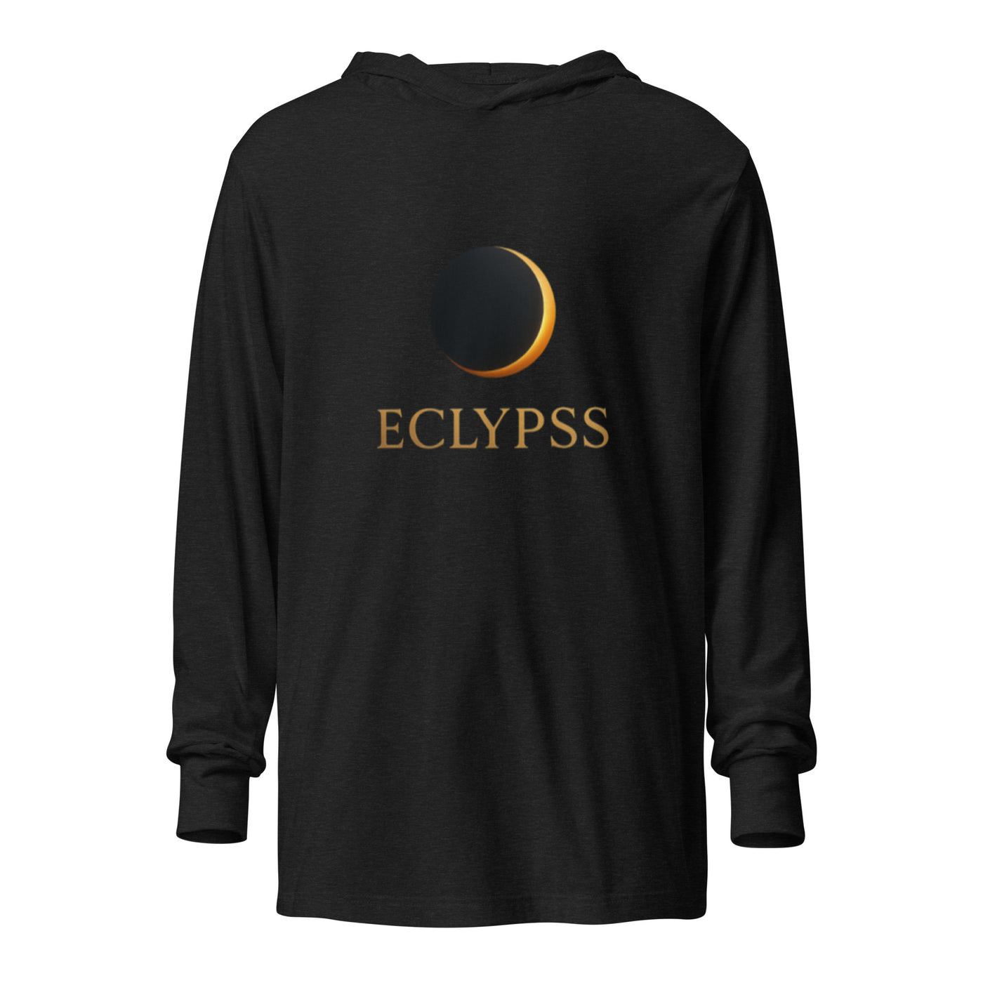 Black Hooded Long Sleeve Tee Casual Streetwear